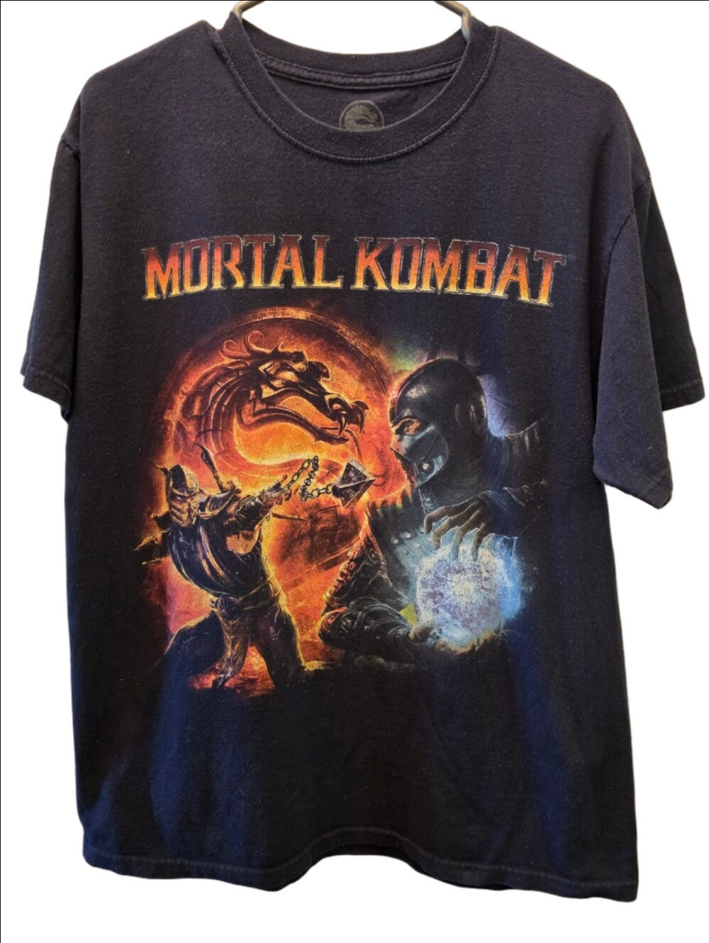 Mortal Kombat Scorpion Sub-Zero Distressed Graphic Gaming Tee L
